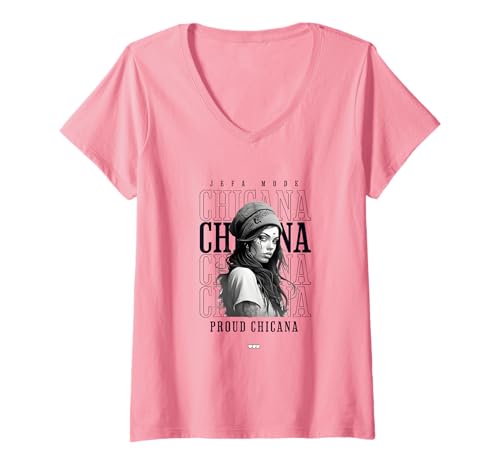 Damen Chola Hispanic Latino Chicano Cholo Mexikaner, Chicana T-Shirt mit V-Ausschnitt von Urban Chola Latino Chicana Kleidung. Mädchen Chola