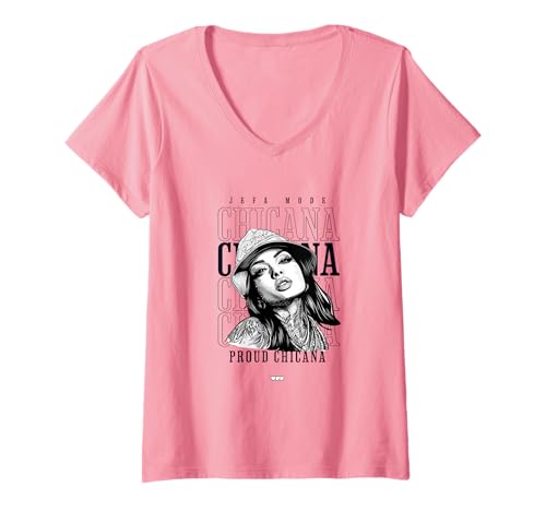 Damen Chola Hispanic Latino Chicano Cholo Mexikaner, Chicana T-Shirt mit V-Ausschnitt von Urban Chola Latino Chicana Kleidung. Mädchen Chola