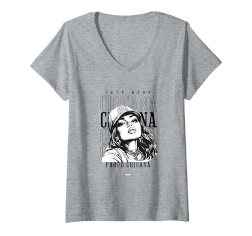Damen Chola Hispanic Latino Chicano Cholo Mexikaner, Chicana T-Shirt mit V-Ausschnitt von Urban Chola Latino Chicana Kleidung. Mädchen Chola