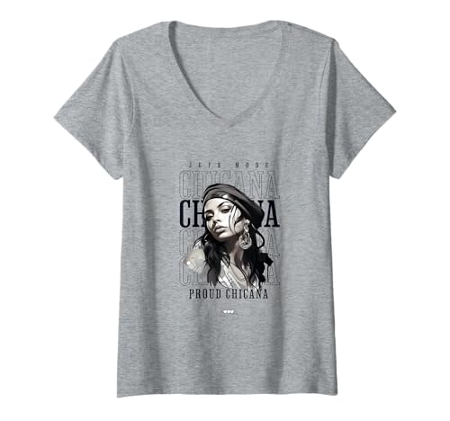 Damen Chola Hispanic Latino Chicano Cholo Mexikaner, Chicana T-Shirt mit V-Ausschnitt von Urban Chola Latino Chicana Kleidung. Mädchen Chola