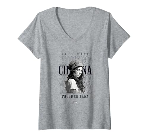 Damen Chola Hispanic Latino Chicano Cholo Mexikaner, Chicana T-Shirt mit V-Ausschnitt von Urban Chola Latino Chicana Kleidung. Mädchen Chola