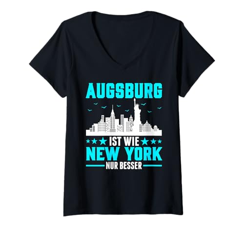 Damen Augsburger Skyline-Design von New York — Lustige Stadt T-Shirt mit V-Ausschnitt Damen Augsburger Skyline-Design von New York — Lustige Stadt T-Shirt mit V-Ausschnitt von Urban City Designs