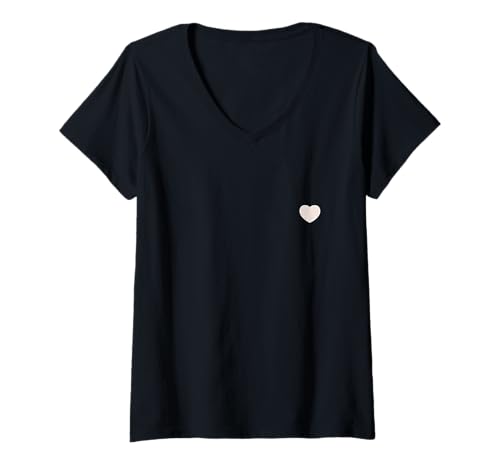 Damen Niedliches, helles, pfirsichfarbenes gepunktetes minimalistisches ästhetisches Design T-Shirt mit V-Ausschnitt von Urban Classic Trends