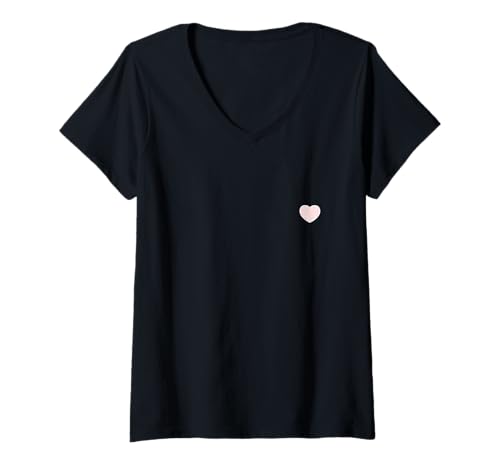 Damen Niedliches Hellrosa winziges gepunktetes minimalistisches ästhetisches Design T-Shirt mit V-Ausschnitt von Urban Classic Trends
