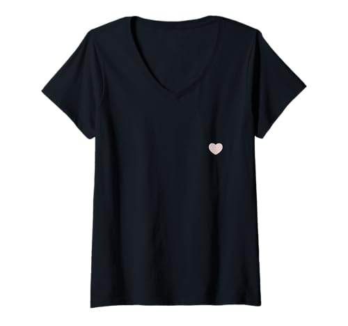 Damen Niedliches rosafarbenes gepunktetes minimalistisches ästhetisches Design T-Shirt mit V-Ausschnitt von Urban Classic Trends