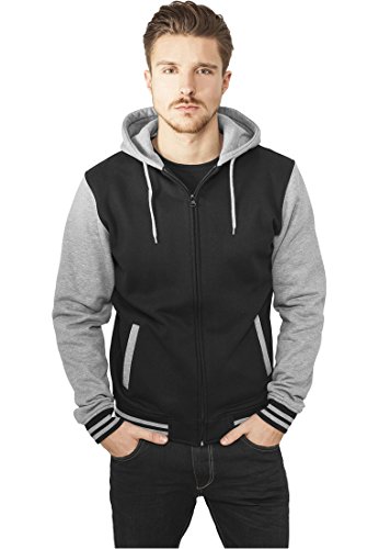 URBAN CLASSICS - 2-TONE ZIP HOODY - BLACK / GREY, XXL von Urban Classics