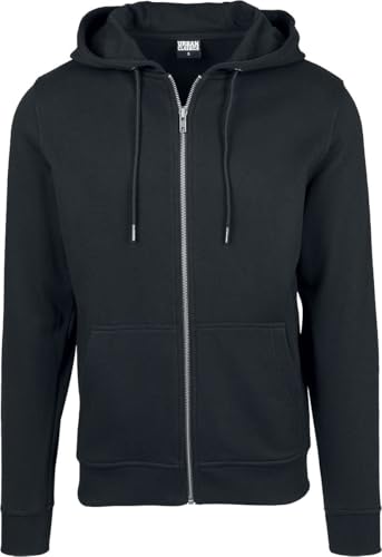 Urban Classics Herren Kapuzenjacke Basic Zip Hoodie - einfarbiges Sweatshirt mit Kapuze, Kapuzenpullover mit Reißverschluss - Farbe black, Größe XL von Urban Classics