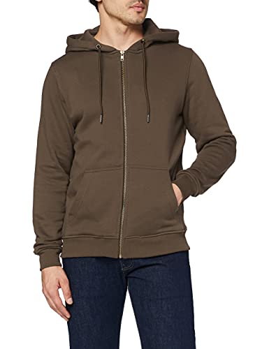 Urban Classics Herren Kapuzenjacke Basic Zip Hoodie - einfarbiges Sweatshirt mit Kapuze, Kapuzenpullover mit Reißverschluss - Farbe army green, Größe M von Urban Classics