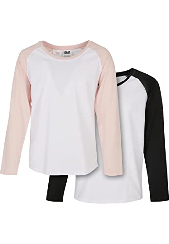 Esprit Girl's UCK4539A-Girls Contrast Raglan Longsleeve 2-Pack T-Shirt, White/pink+White/Black, 122/128 von Urban Classics