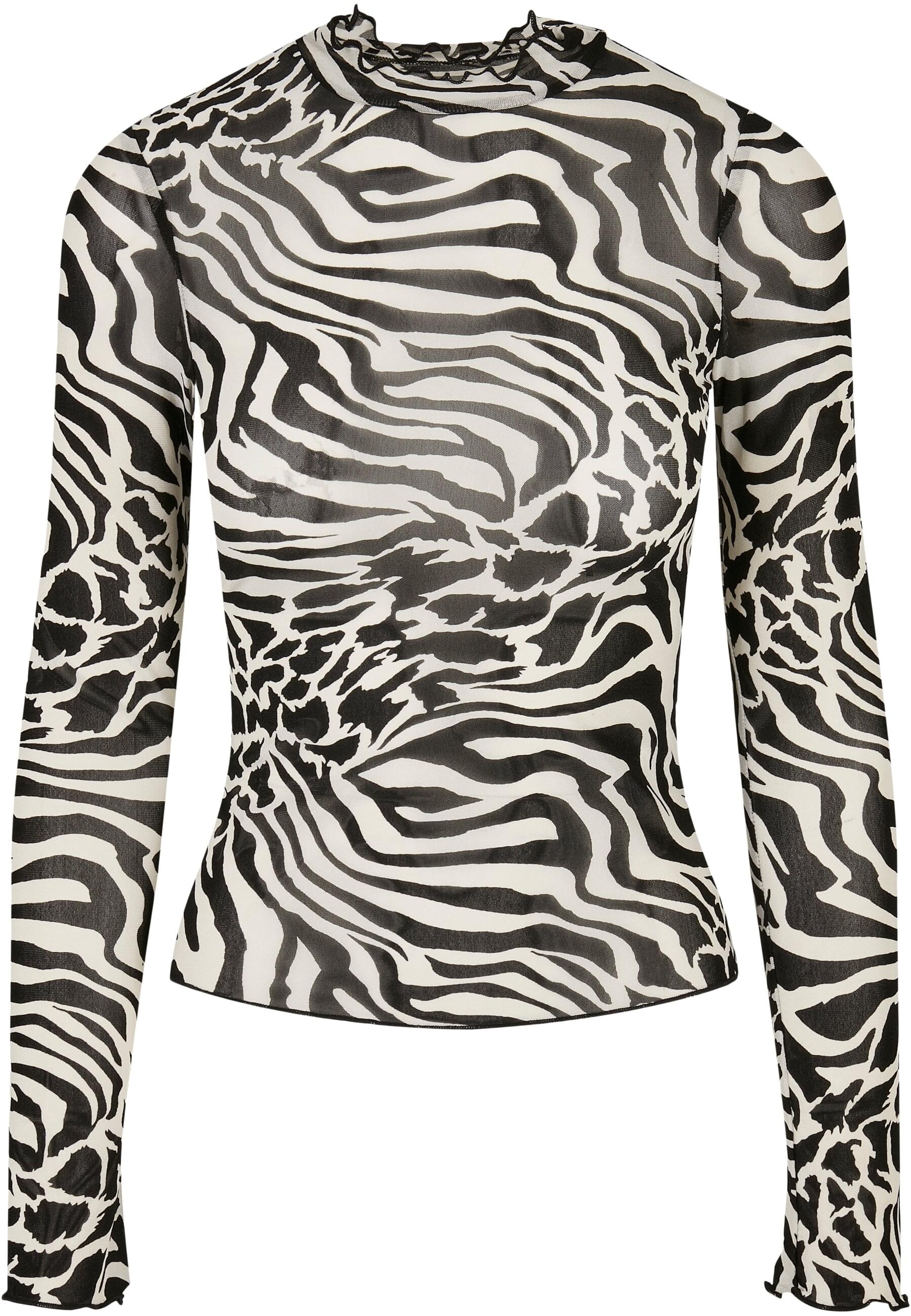 URBAN CLASSICS Langarmshirt "Urban Classics Damen Ladies AOP Mesh Turtleneck Longsleeve" 1 Stk. tlg. von Urban Classics