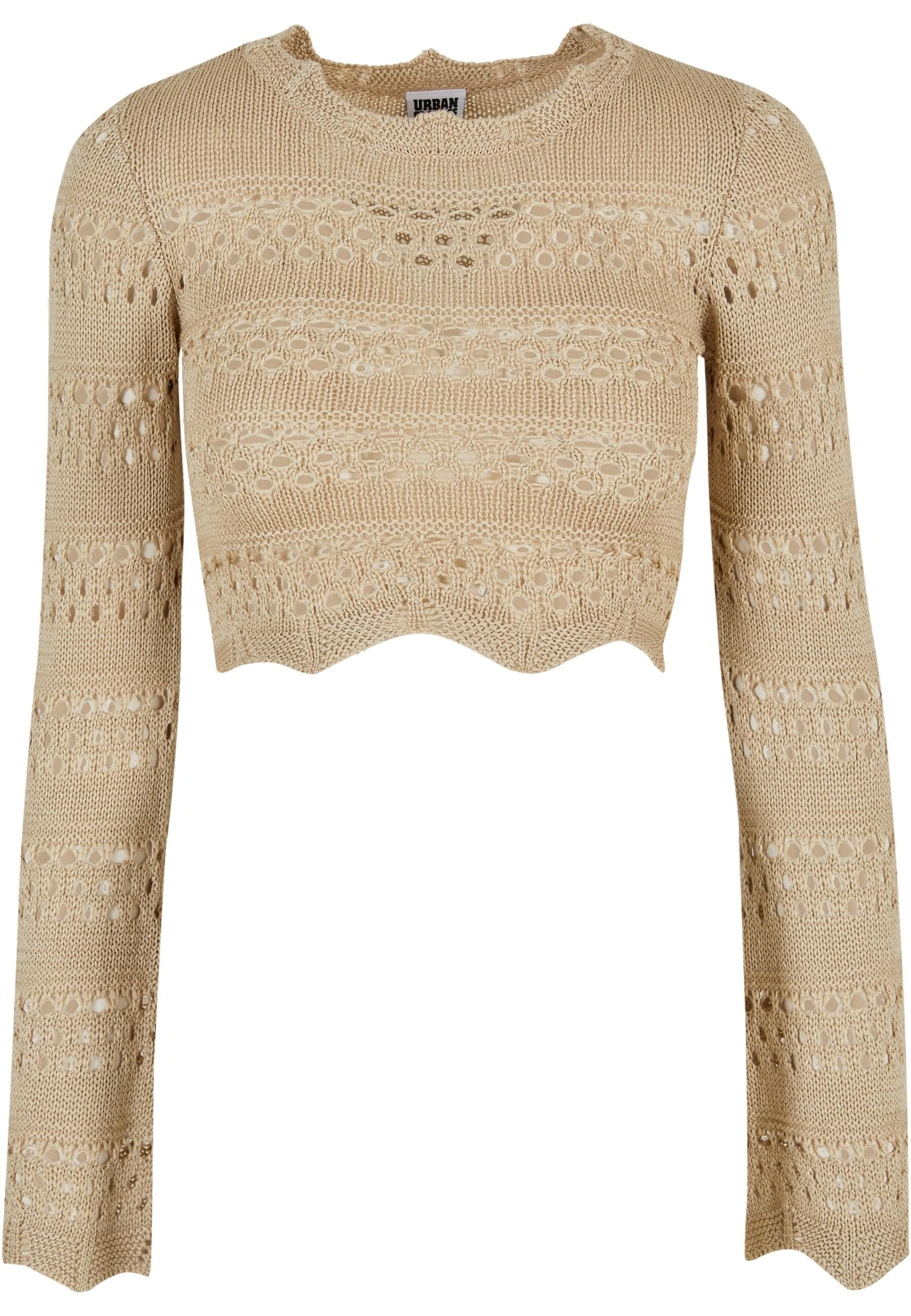 URBAN CLASSICS Rundhalspullover "Urban Classics Damen Ladies Cropped Crochet Knit Sweater" 1 Stk. von Urban Classics