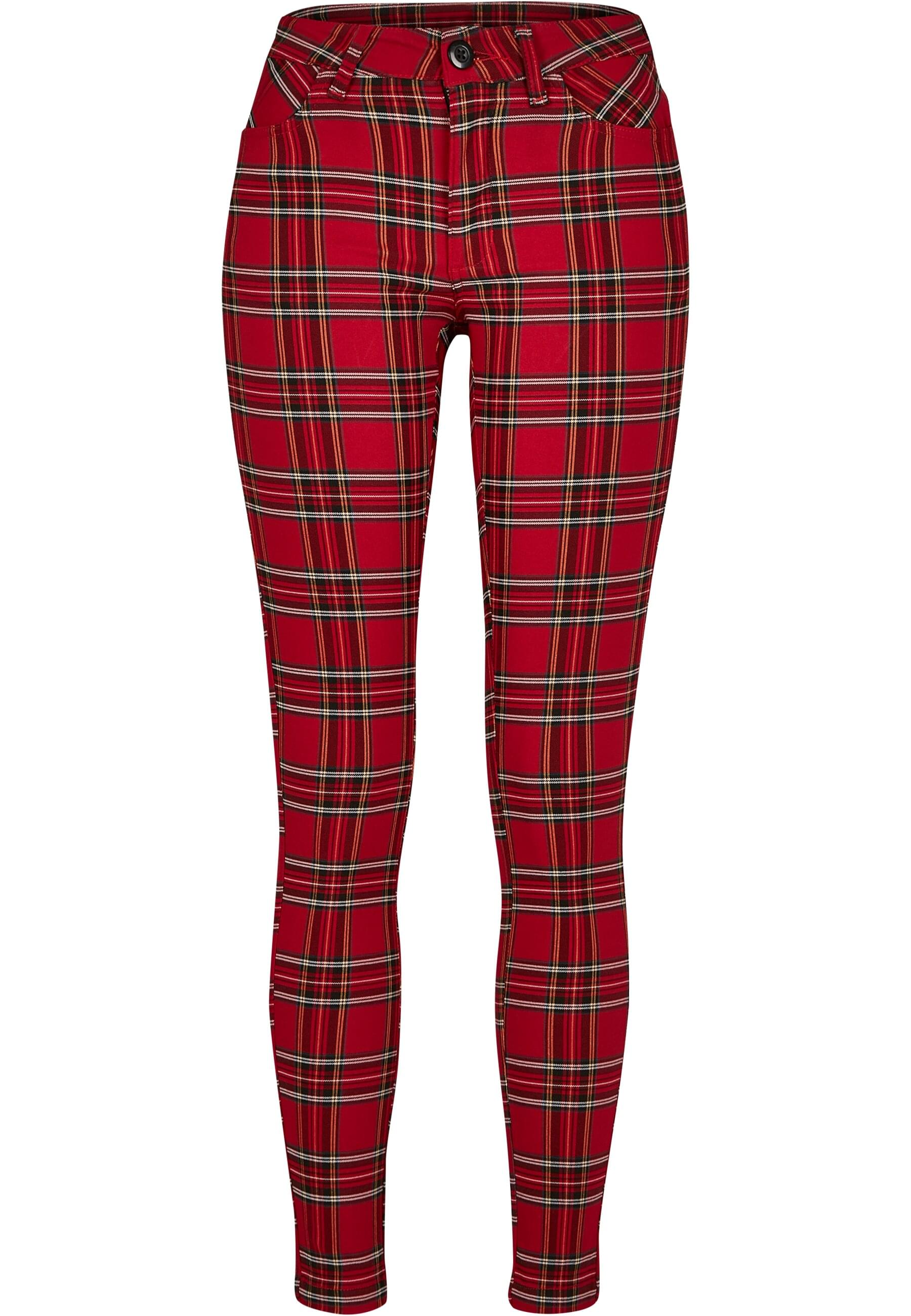 URBAN CLASSICS Stoffhose "Urban Classics Damen Ladies Skinny Tartan Pants" von Urban Classics