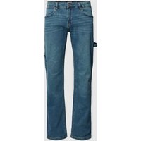 URBAN CLASSICS Straight Leg Fit Jeans mit Label-Patch Modell 'Carpenter' in Blau, Größe 30 von Urban Classics