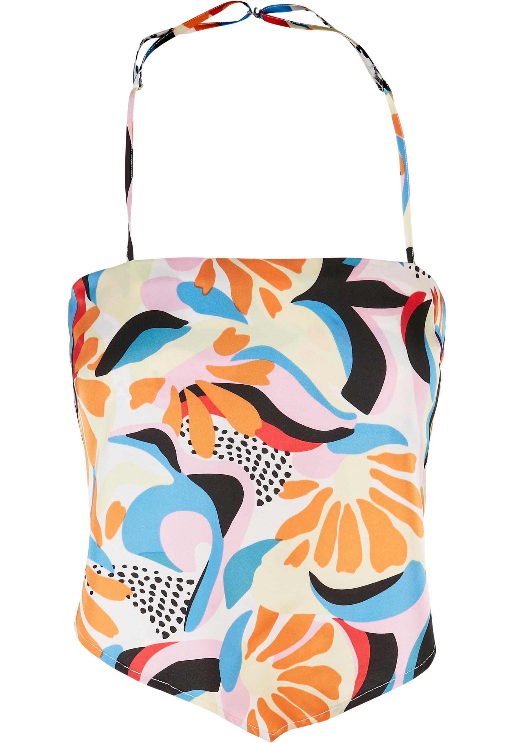 URBAN CLASSICS T-Shirt "Urban Classics Damen Ladies Cropped AOP Satin Triangle Top" 1 Stk. tlg. von Urban Classics