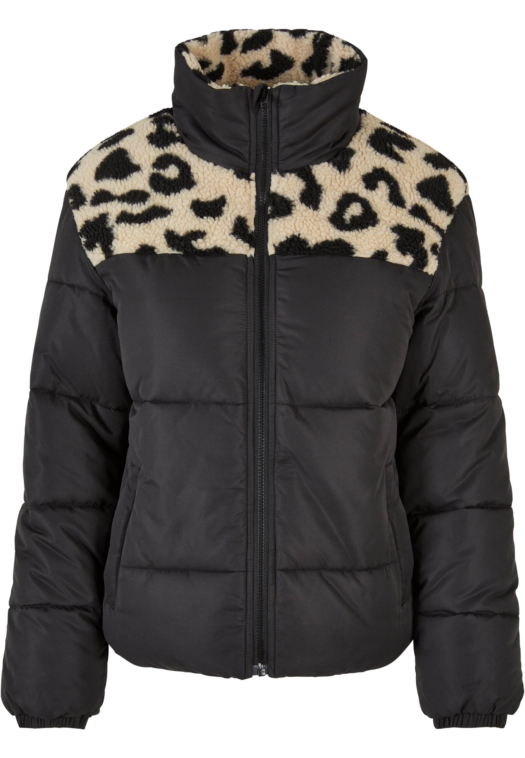 URBAN CLASSICS Winterjacke "Urban Classics Damen Ladies AOP Sherpa Mixed Puffer Jacket", (1 St.), ohne Kapuze von Urban Classics