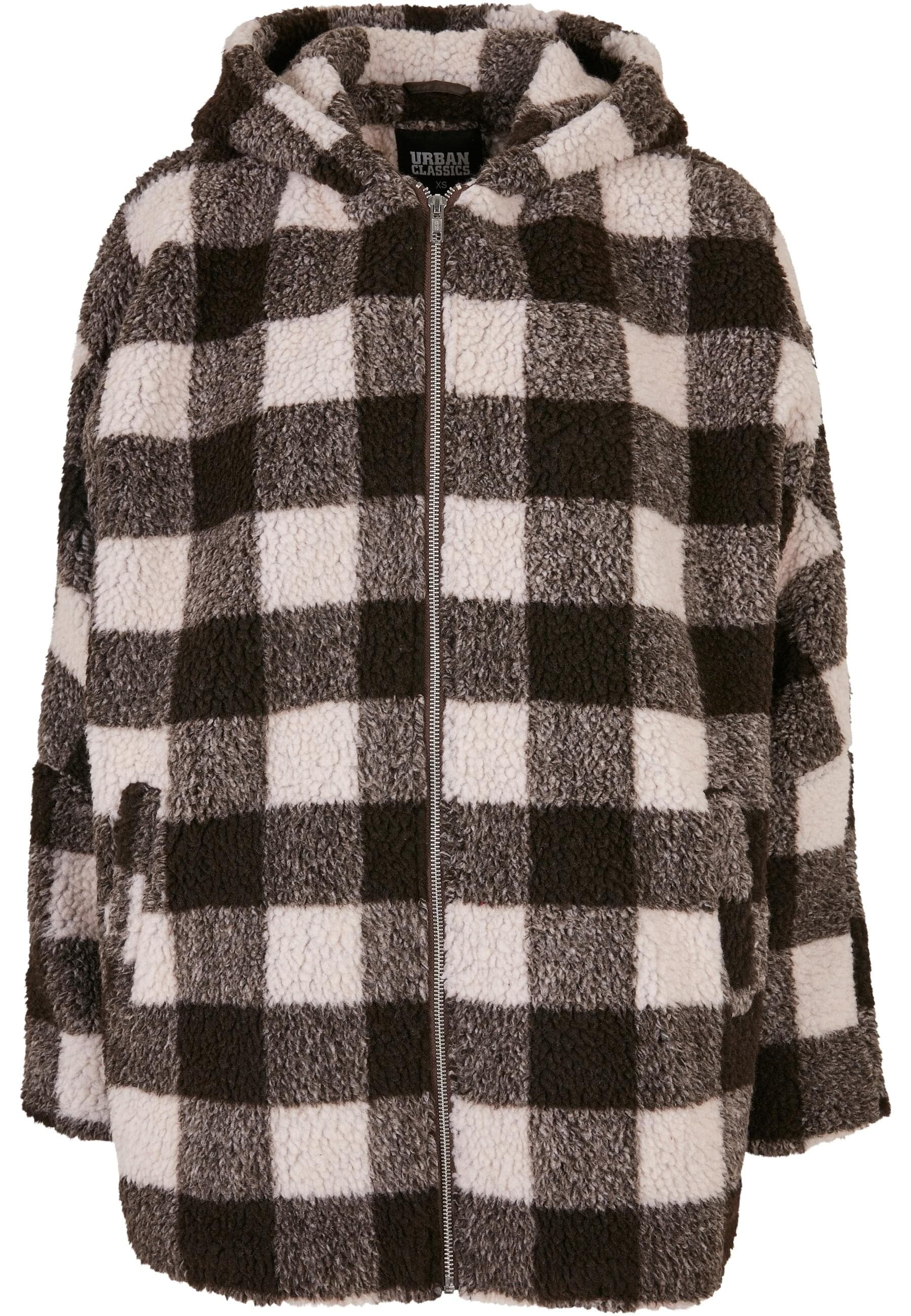 URBAN CLASSICS Winterjacke "Urban Classics Damen Ladies Hooded Oversized Check Sherpa Jacket", (1 St.), mit Kapuze von Urban Classics