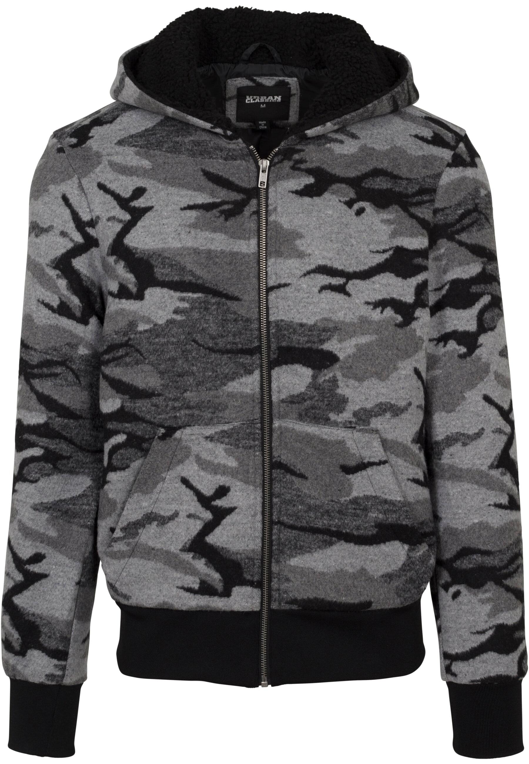URBAN CLASSICS Winterjacke "Urban Classics Herren Camo Zip Jacket" 1 Stk. tlg. mit Kapuze von Urban Classics