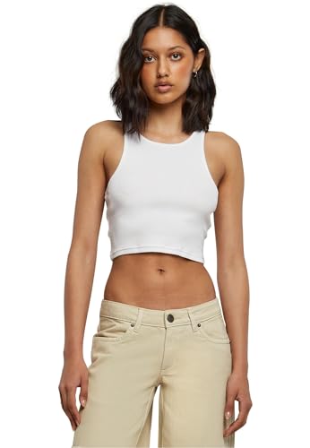 Urban Classics Damen Top Cropped Rib Top, geripptes Top für Frauen, kurz geschnitten, Slim Fit, white, XL von Urban Classics