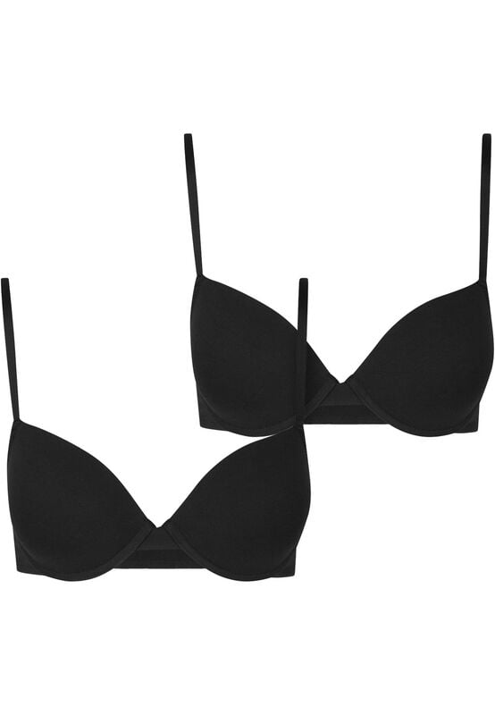 Urban Classics BH - Ladies Basic Cotton Bra 2-Pack - EU75A bis EU85C - für Damen - Größe EU75C - schwarz/weiß von Urban Classics