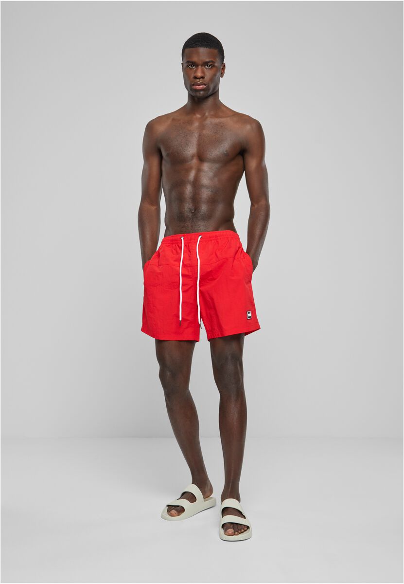 Urban Classics Badeshort - Block Swim Shorts - S bis 4XL - für Männer - Größe L - rot von Urban Classics