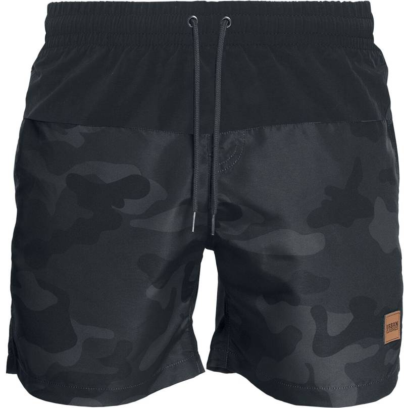 Urban Classics Badeshort - Block Swim Shorts - S bis 5XL - für Männer - Größe XL - darkcamo/schwarz von Urban Classics