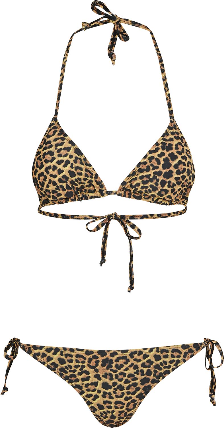 Urban Classics Bikini-Set - Ladies Leo Bikini - XS bis L - für Damen - Größe L - braun/schwarz von Urban Classics