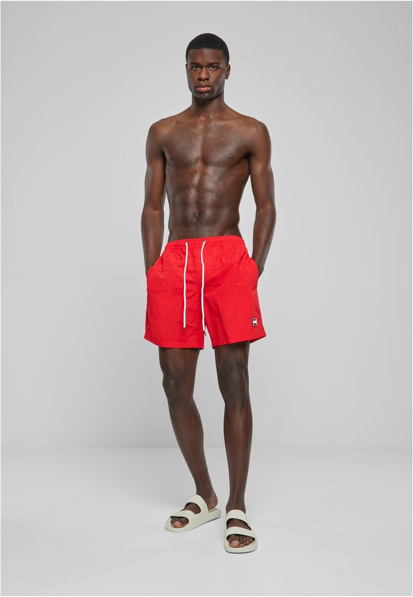 Urban Classics Block Swim Shorts Badeshort rot in M von Urban Classics