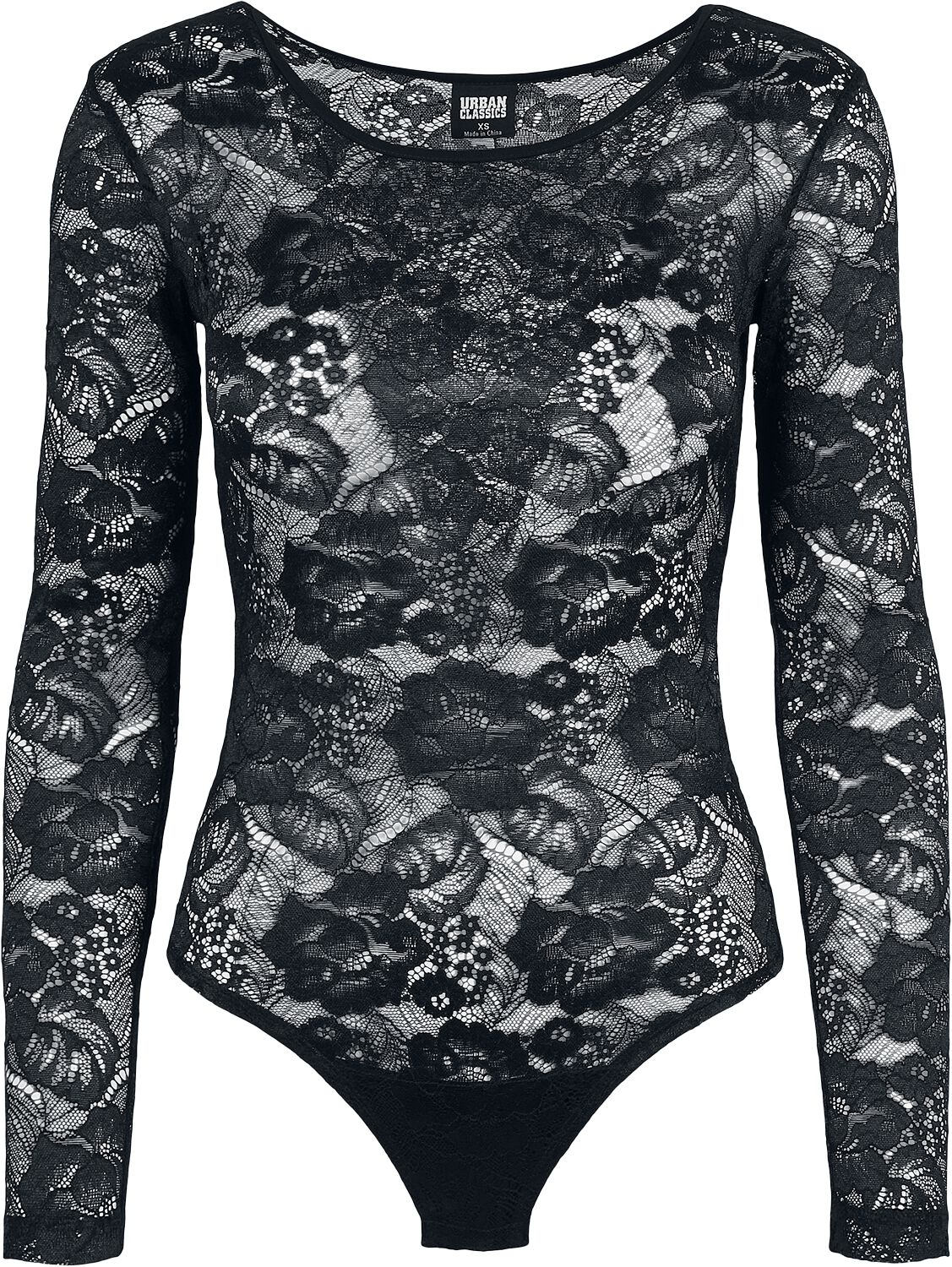 Urban Classics Body - Ladies Lace Longsleeve Body - XS bis L - für Damen - Größe L - schwarz von Urban Classics