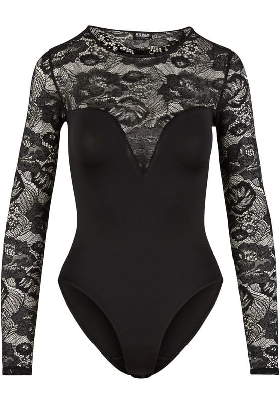 Urban Classics Body - Ladies Round Neck Lace Body - XS bis M - für Damen - Größe M - schwarz von Urban Classics