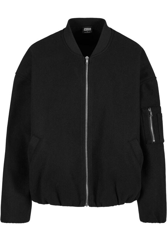 Urban Classics Bomberjacke - Ladies Faux Wool Bomber Jacket - XS bis XL - für Damen - Größe S - schwarz von Urban Classics