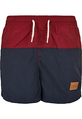 Urban Classics Herren Boys Block Swim Shorts Badehose, Navy/Burgundy, 146 von Urban Classics