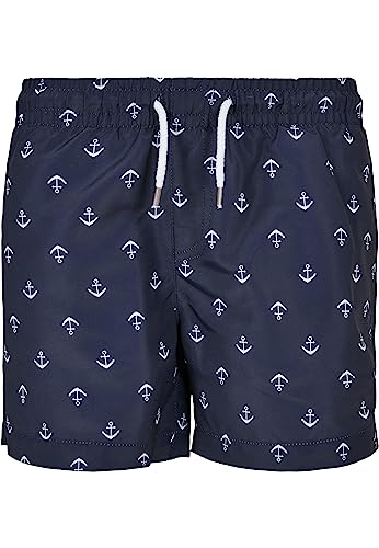 Urban Classics Boy's Boys Pattern Swim Shorts Badehose, Anchor/Navy, 110/116 von Urban Classics