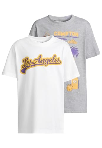 Urban Classics T-Shirt 2 Pack - Kurzarm - Los Angeles Compton White+heathergrey, 110/116 von Urban Classics