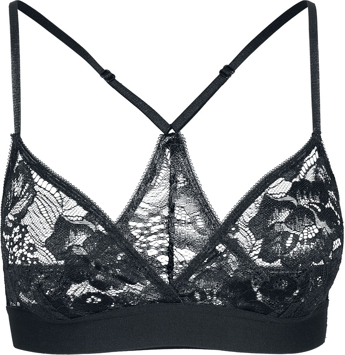 Urban Classics Bustier - Ladies Triangle Lace Bra - XS bis XL - für Damen - Größe L - schwarz von Urban Classics