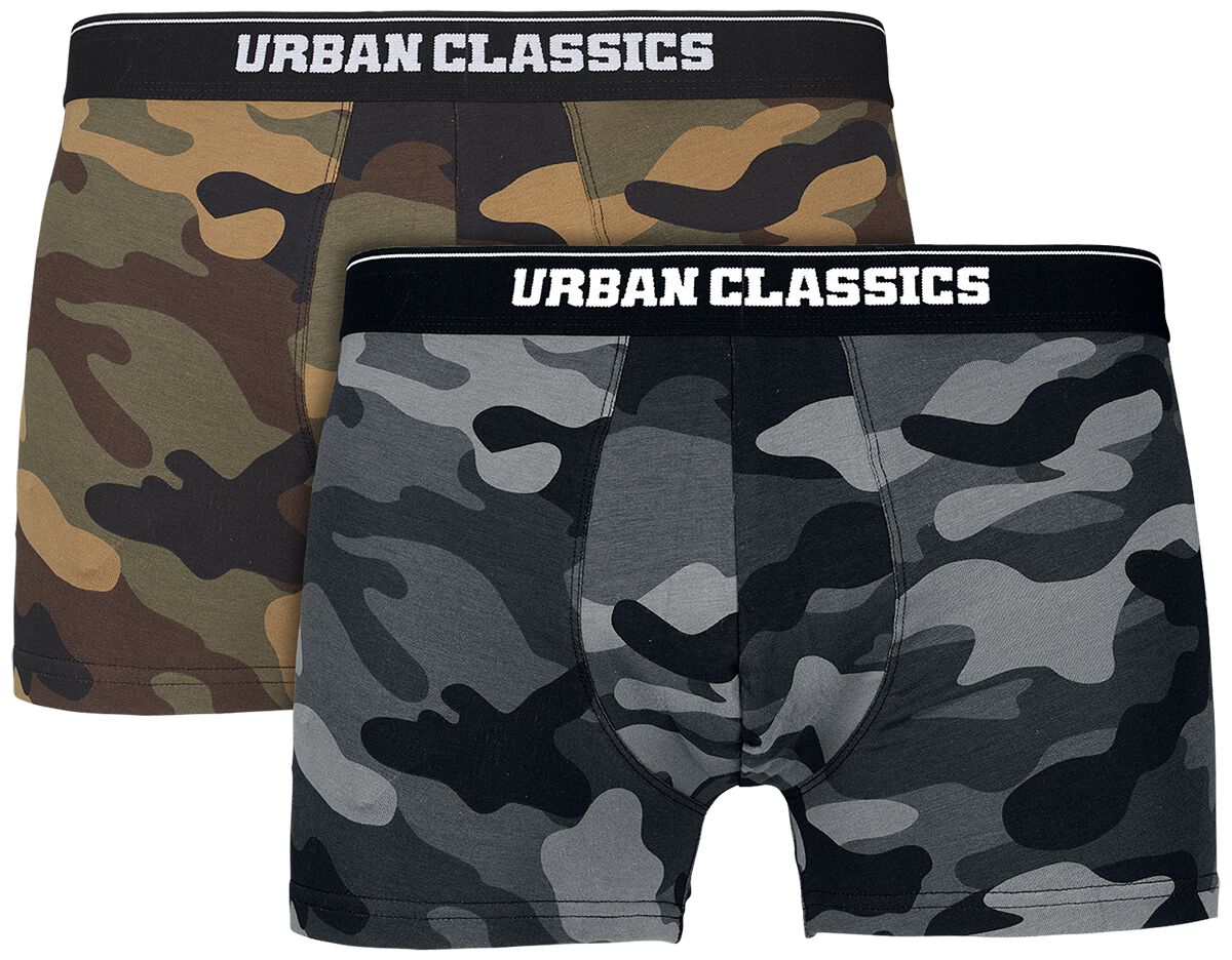 Urban Classics - Camouflage/Flecktarn Boxershort-Set - 2-Pack Camo Boxer Shorts - S bis 5XL - für Männer - Größe L - camouflage von Urban Classics