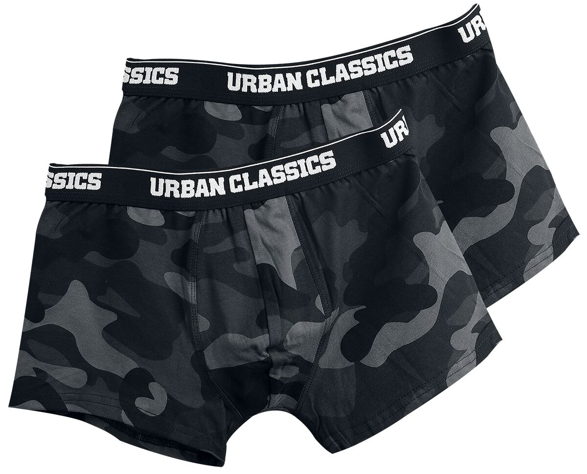 Urban Classics - Camouflage/Flecktarn Boxershort-Set - 2-Pack Camo Boxer Shorts - S bis XXL - für Männer - Größe L - darkcamo von Urban Classics