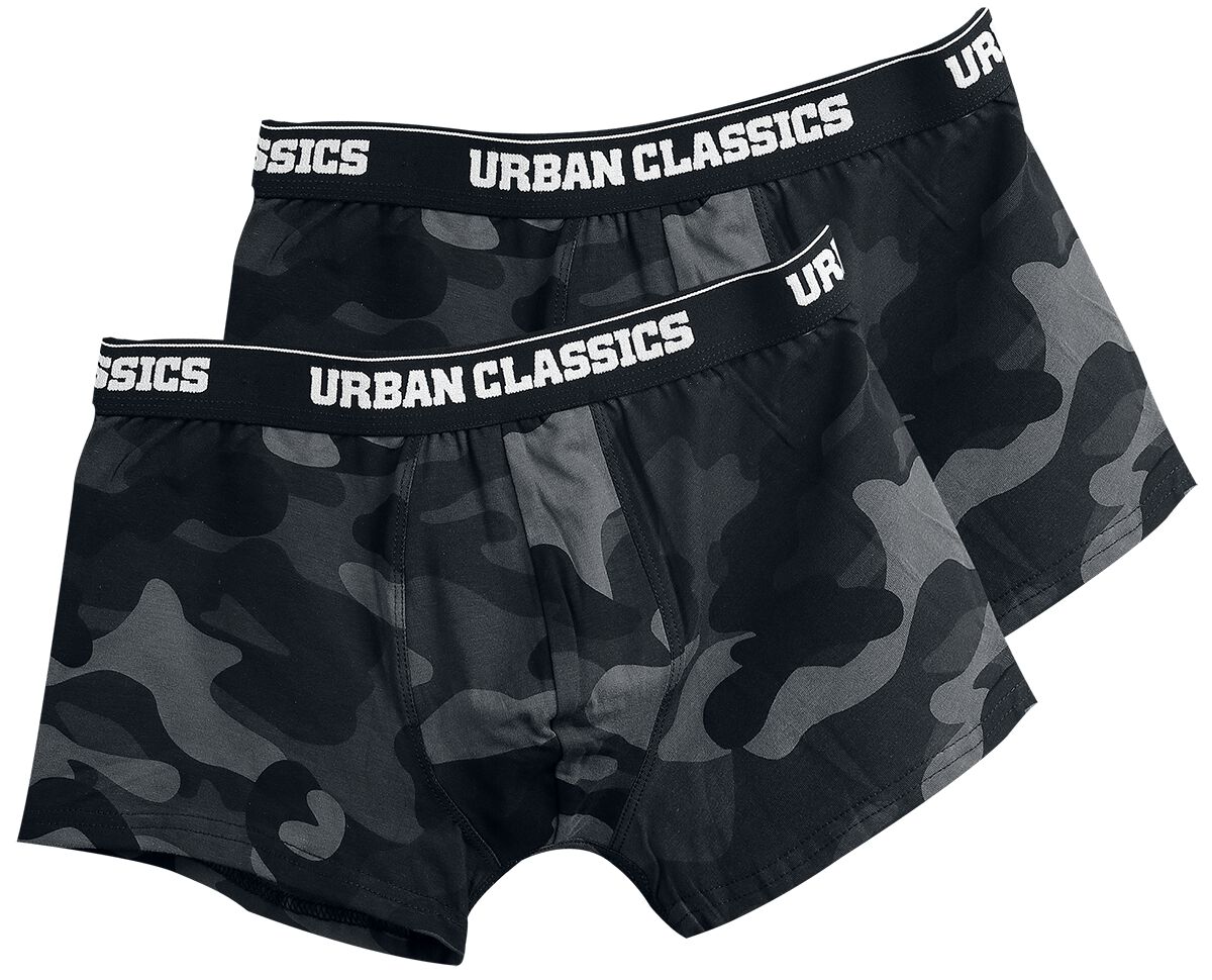 Urban Classics - Camouflage/Flecktarn Boxershort-Set - 2-Pack Camo Boxer Shorts - S bis XXL - für Männer - Größe M - darkcamo von Urban Classics