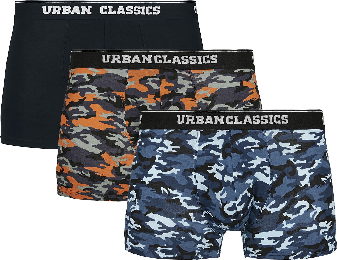 Urban Classics - Camouflage/Flecktarn Boxershort-Set - Boxer Short 3-Pack - S bis XXL - für Männer - Größe L - schwarz/camouflage von Urban Classics