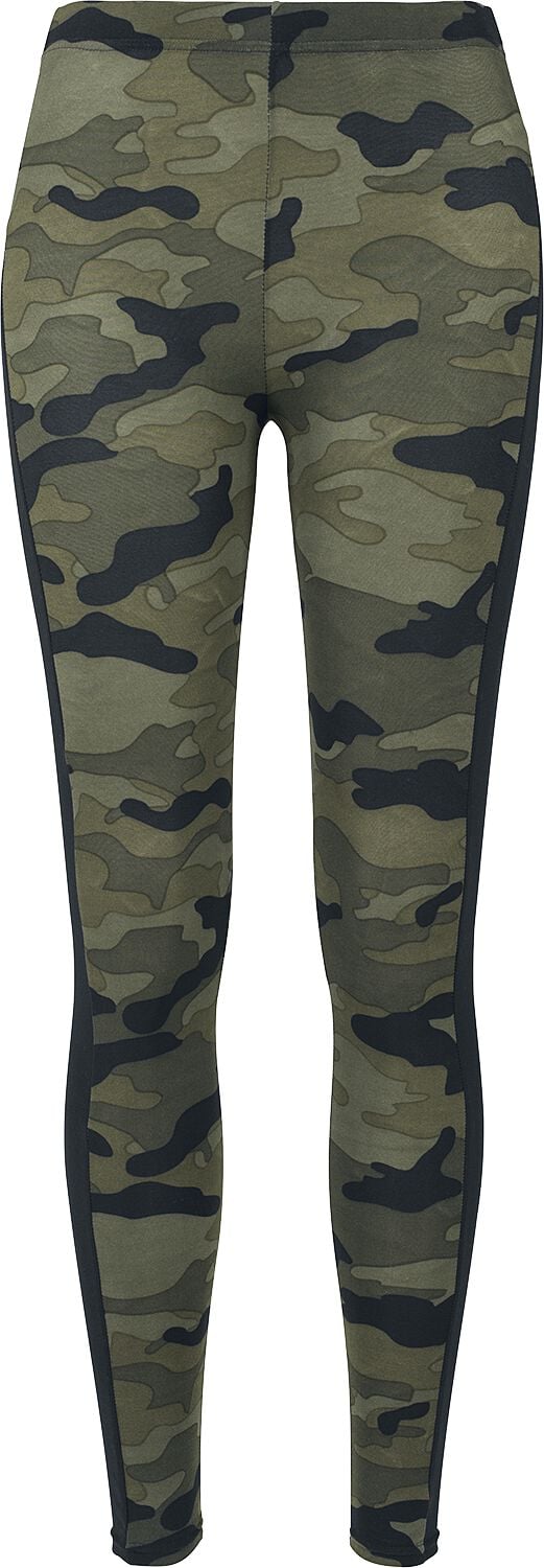 Urban Classics - Camouflage/Flecktarn Leggings - Ladies Camo Stripe Leggings - XS bis 4XL - für Damen - Größe XL - woodland/schwarz von Urban Classics