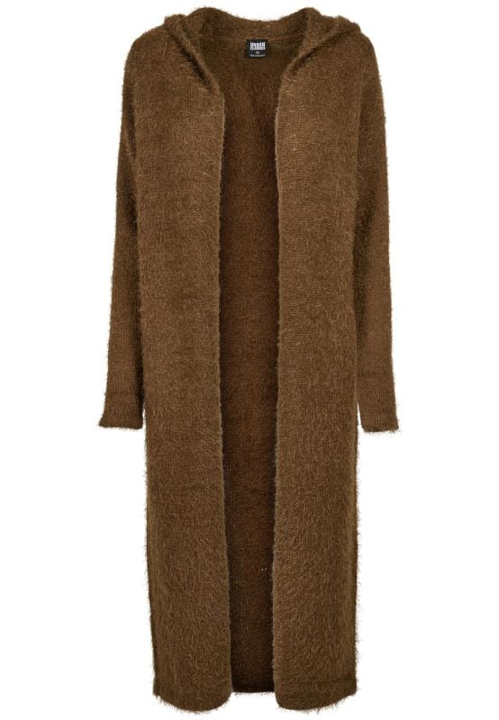 Urban Classics Cardigan - Ladies Hooded Feather Cardigan - XS bis S - für Damen - Größe XS - oliv von Urban Classics