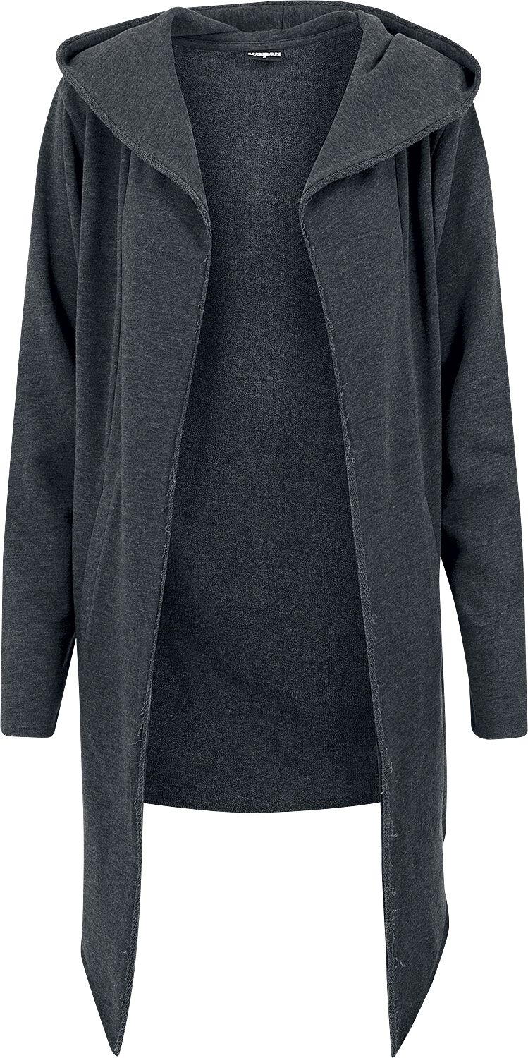 Urban Classics Cardigan - Long Hooded Open Edge Cardigan - S bis 5XL - für Männer - Größe 5XL - charcoal von Urban Classics