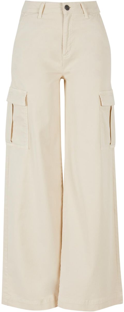 Urban Classics Cargohose - Ladies High Waist Wide Leg Twill Cargo Pants - W28L32 bis W30L33 - für Damen - Größe W29L32 - beige von Urban Classics