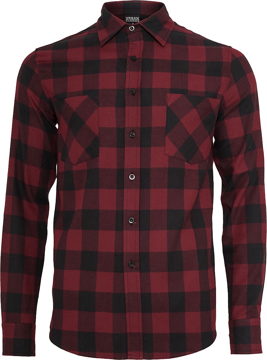 Urban Classics Checked Flanell Shirt Flanellhemd schwarz burgund in M von Urban Classics