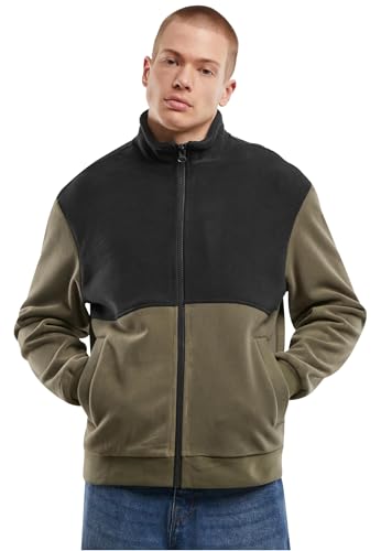 Urban Classics Colour Block Polar Fleece Jacket Black/Olive, XL von Urban Classics