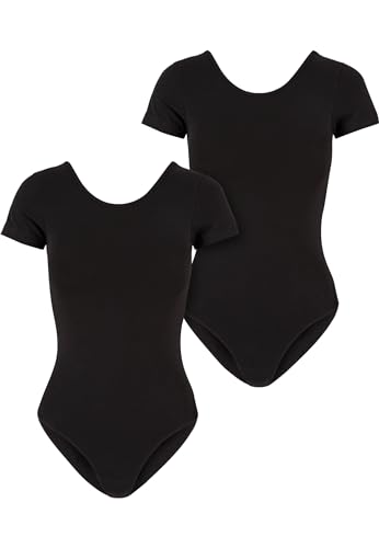 Urban Classics Damen Body Ladies Organic Stretch Jersey Body 2-Pack, 2er Pack Body für Frauen, Bio-Baumwolle, black+black, 4XL von Urban Classics