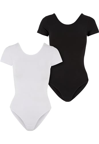 Urban Classics Damen Body Ladies Organic Stretch Jersey Body 2-Pack, 2er Pack Body für Frauen, Bio-Baumwolle, white+black, 4XL von Urban Classics