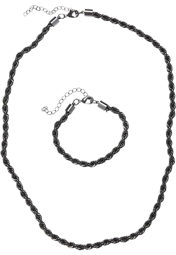 Urban Classics Damen Charon Intertwine Necklace And Bracelet Set one size gunmetal Urban Classics Damen Charon Intertwine Necklace And Bracelet Set one size gunmetal von Urban Classics