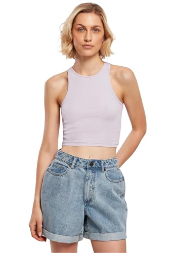 Urban Classics Damen Top Cropped Rib Top, geripptes Top für Frauen, kurz geschnitten, Slim Fit, lilac, L von Urban Classics