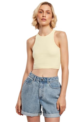 Urban Classics Damen Top Cropped Rib Top, geripptes Top für Frauen, kurz geschnitten, Slim Fit, softyellow, S von Urban Classics