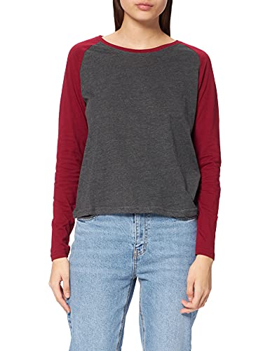 Urban Classics Damen Dames Contrast Raglan Longsleeve T Shirt, Charcoal/Burgundy, 5XL EU von Urban Classics